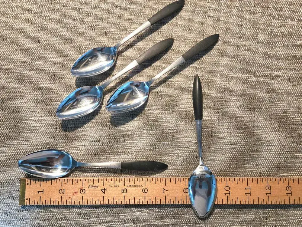 Epic Japan Stainless Mid Century Modern Black Handle Tablespoons Set of 5